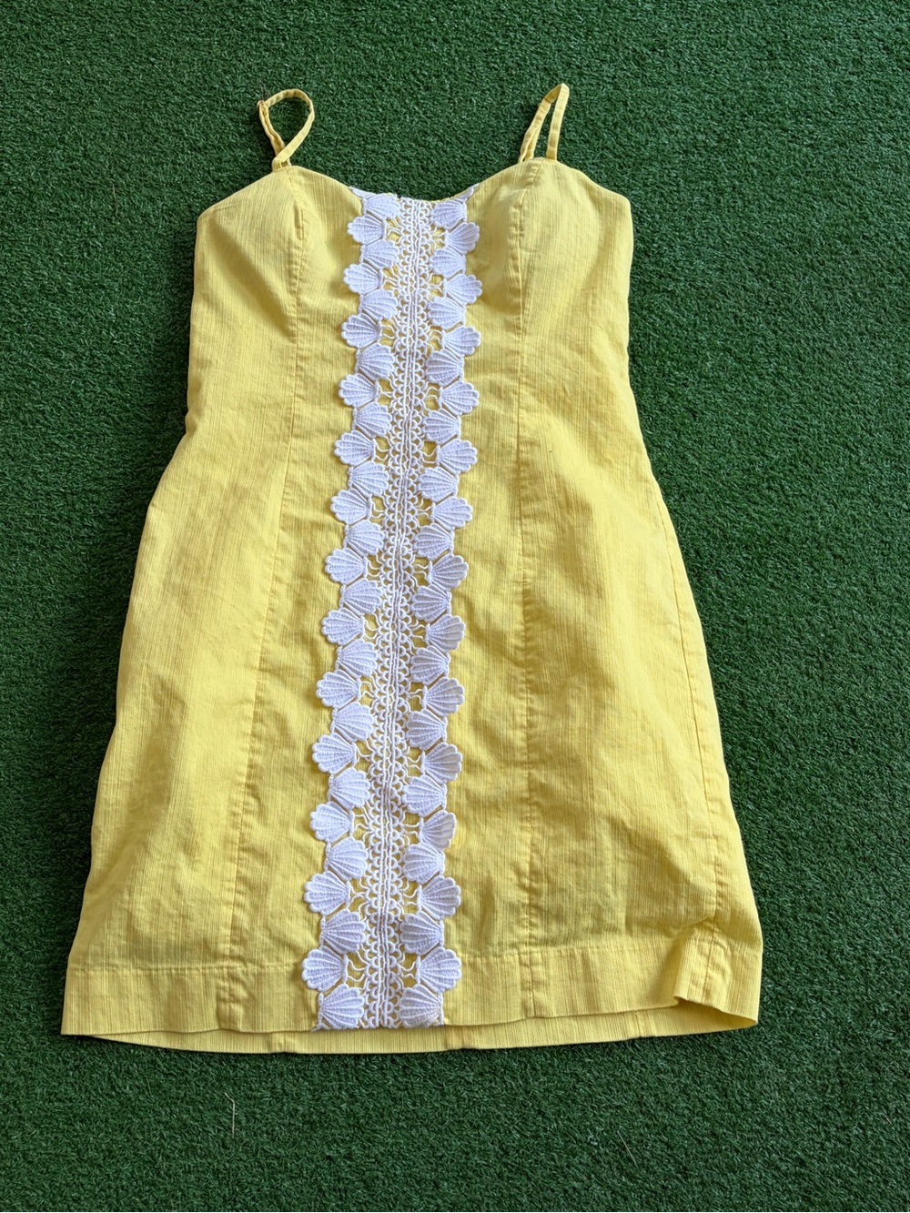 Lilly Pulitzer Yellow Midi Dress with White Crochet Trim